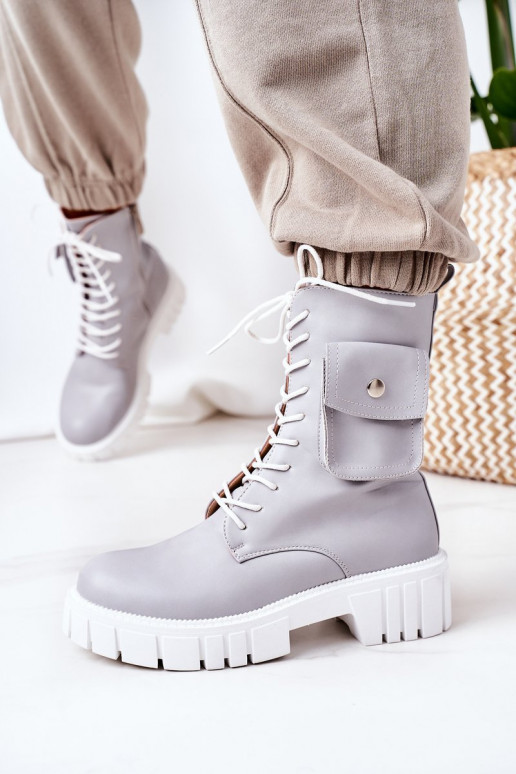 Insulated Boots With A Pocket Light Grey Awesome