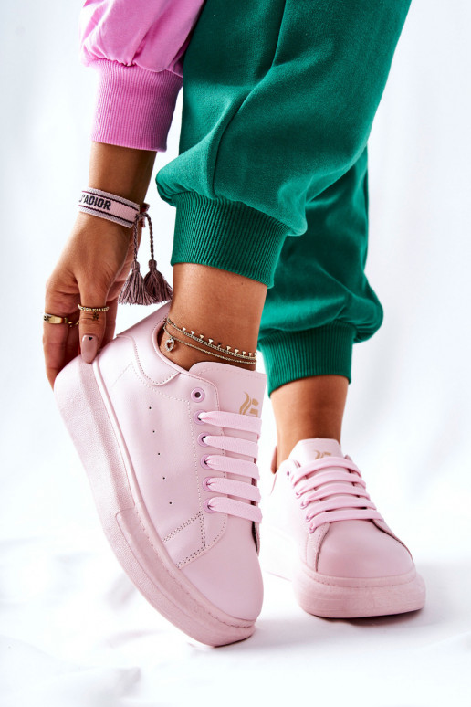 Leather Sneakers On A Platform Pink Lemmy