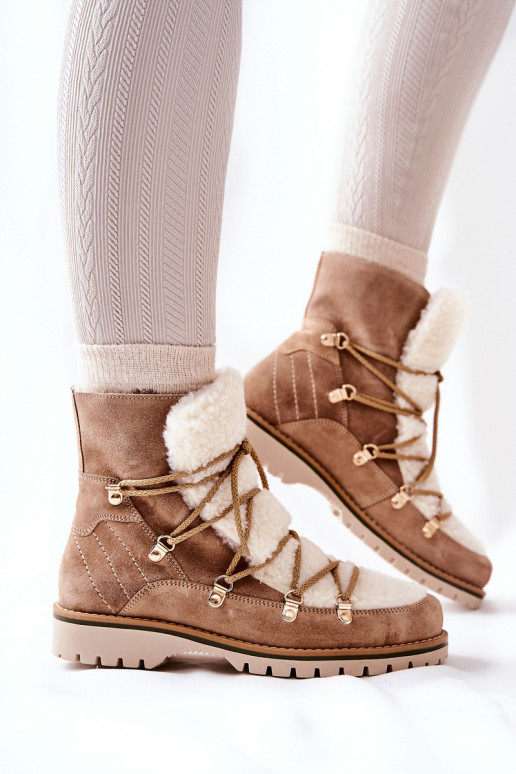 Insulated Trapper Boots Beige Jiliana