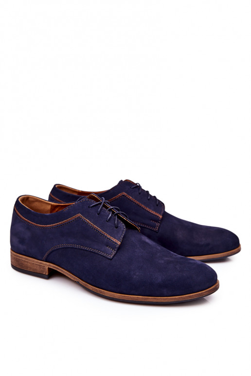 Elegant Leather Nubuck Bednarek Shoes 684 Navy