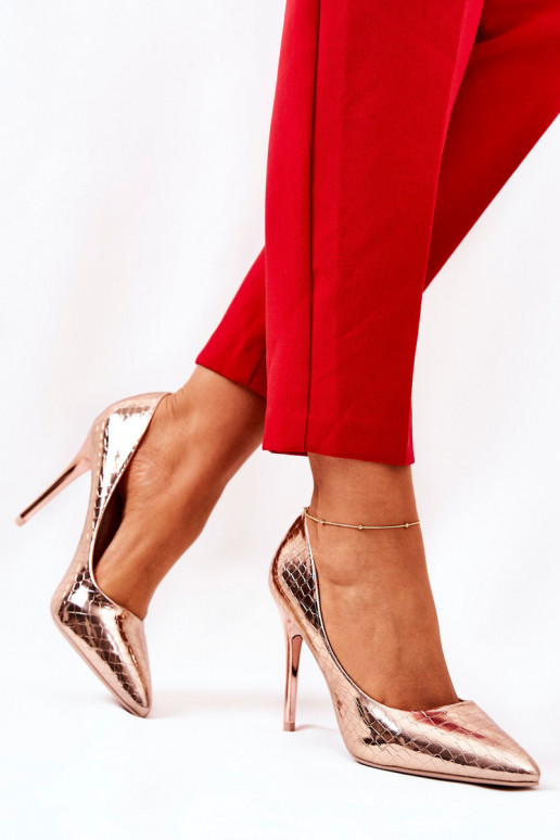 Snake Pattern Stilettos Pink Gold Tissoria