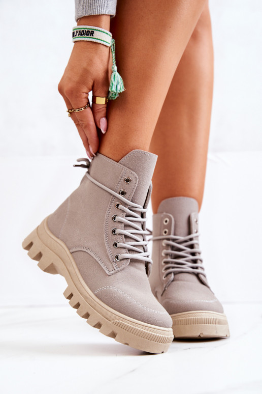 Suede Tied Boots Grey Hurricane 