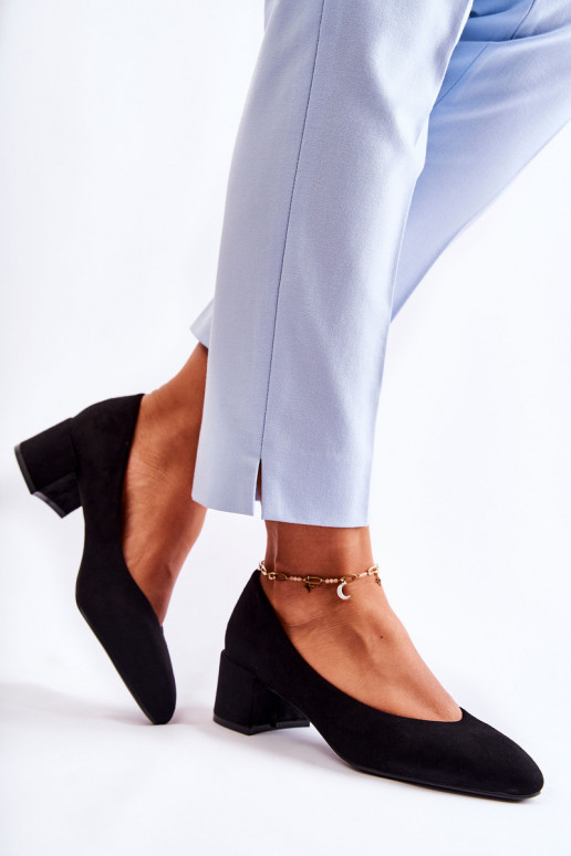 Suede Pumps On Low Heel Black Torino