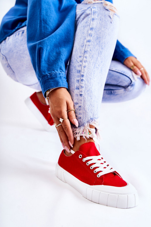 Women's Sneakers On The Platform Red Comes 