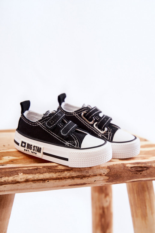 Children's Cloth Sneakers With Velcro BIG STAR KK374074 Black and white