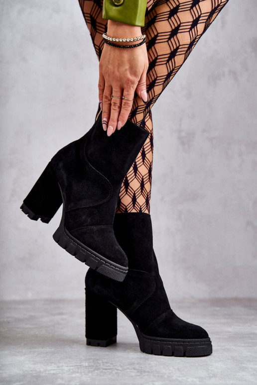 Suede Boots On Heel Black Elia