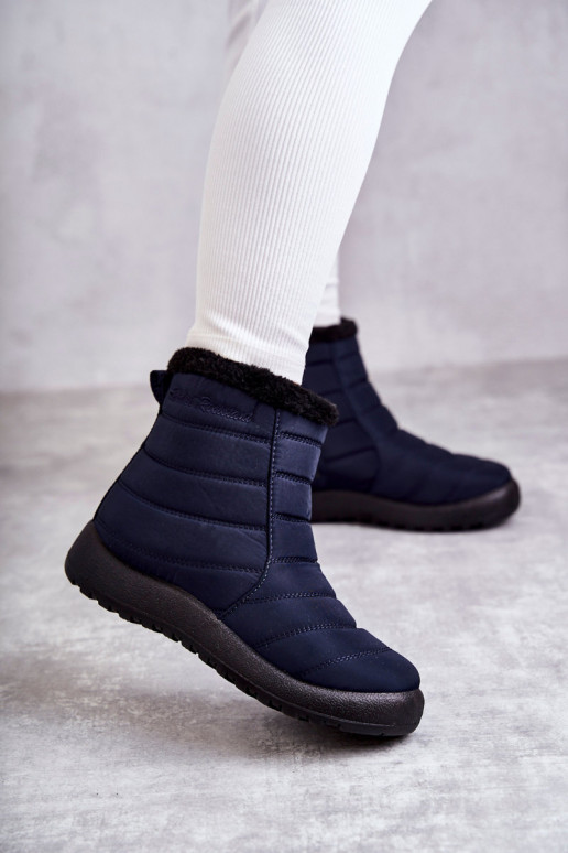 Women's warm snow boots navy blue Mezyss