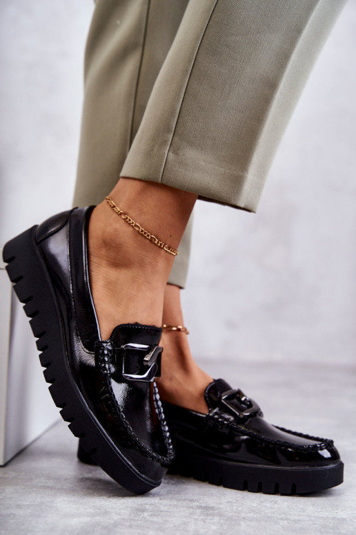 Lacquered Loafers On The Platform Black Kjersti 