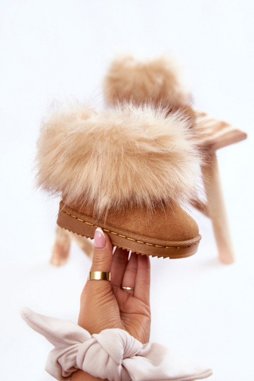 Children's Snow Boots With Eco Fur Light brown Ariana