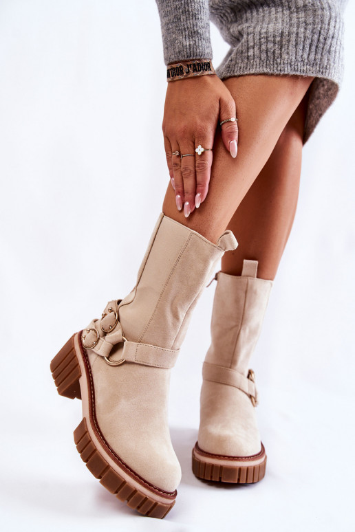 Women's Suede Warm Boots Workers Beige Brinnon