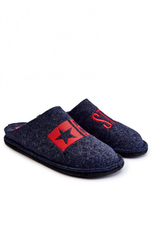 Classic Men's Slippers Big Star KK176002 Navy blue