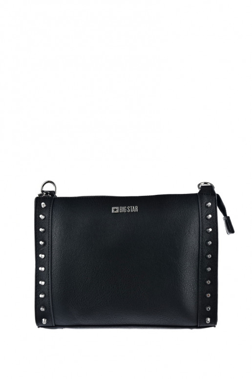 Leather Messenger Bag With Studs Big Star KK574136 Black