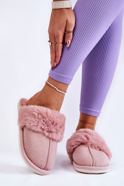 Women's Warm Slippers With Fur Light pink Franco