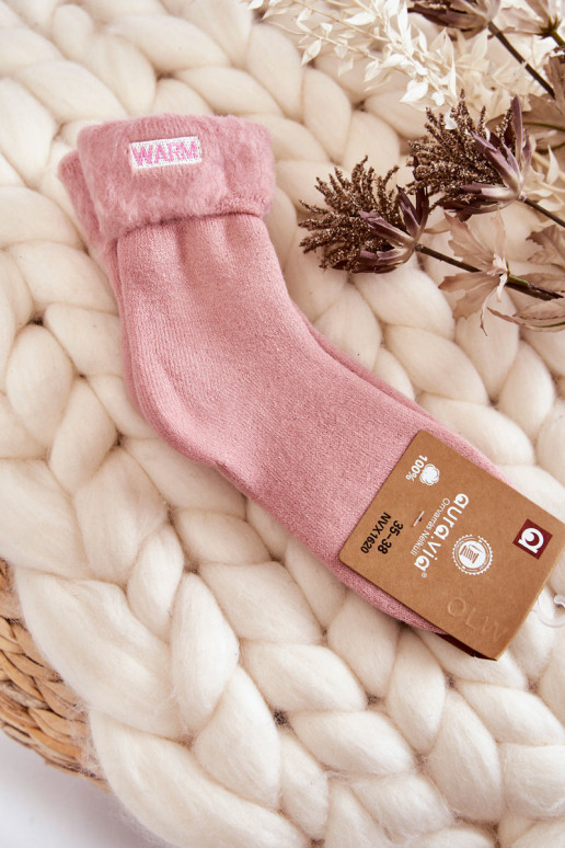 Warm women's socks in pink color Warm