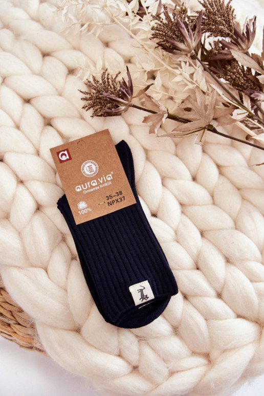 Women's Ribbed Socks pressure-free Navy blue