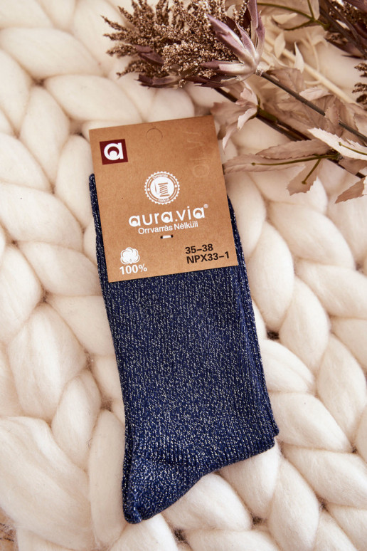 Women's Socks With Shiny Thread Navy blue