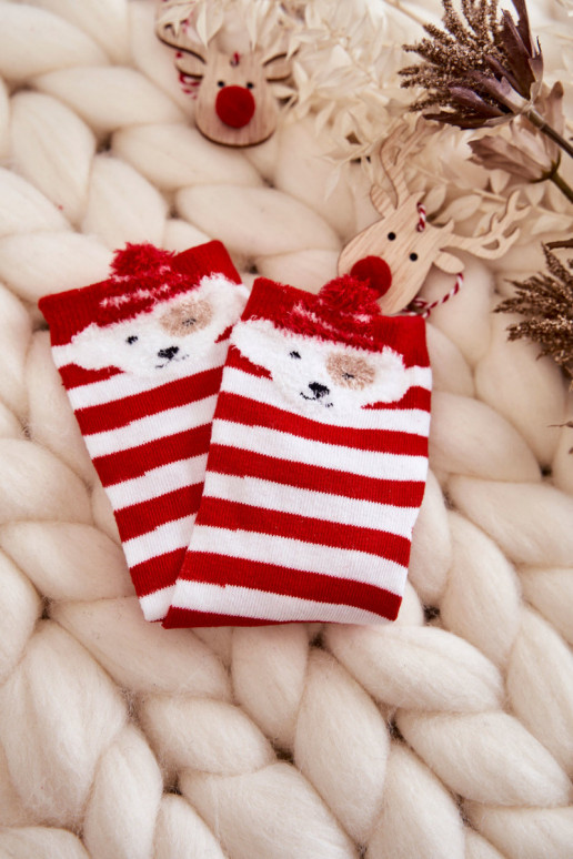 Youth Striped Socks With A White And Dog Red