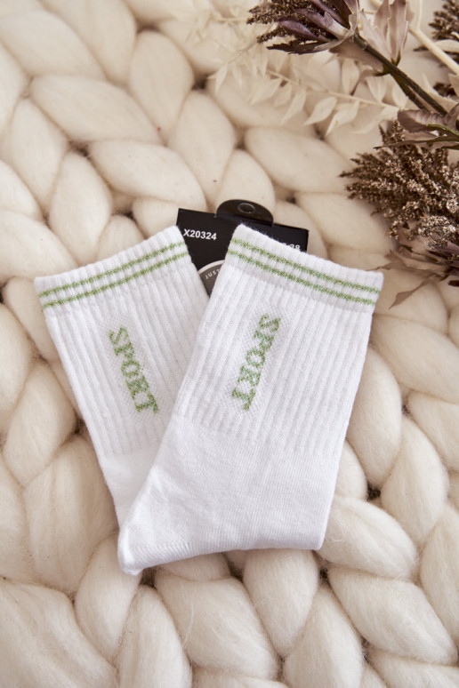 Women's Sport Socks Vertical Inscription Sport White