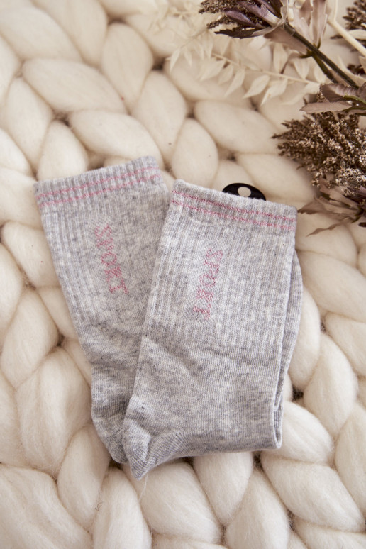 Women's Sport Socks Vertical Inscription Sport Grey