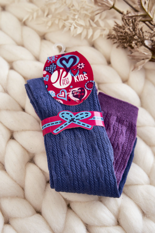 Youth High-Knee Socks 2-Pack Navy Blue-Violet