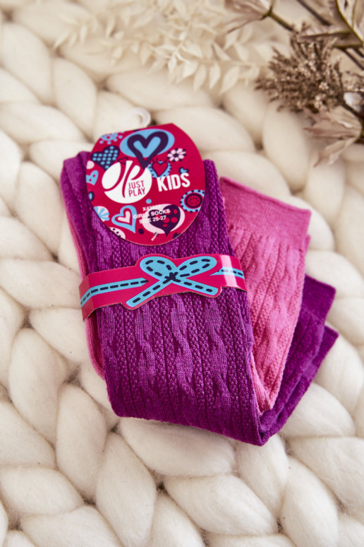 Youth High-Knee Socks 2-Pack Fuchsia-Pink