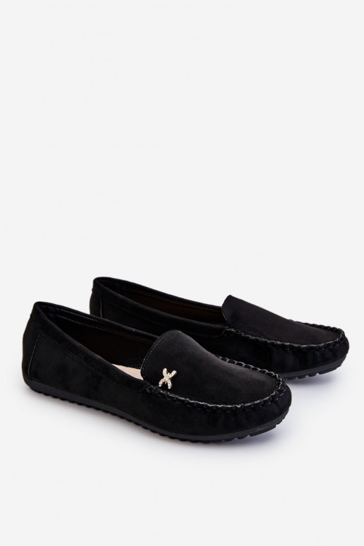 Women's Suede Loafers With Embellishments Black Leah