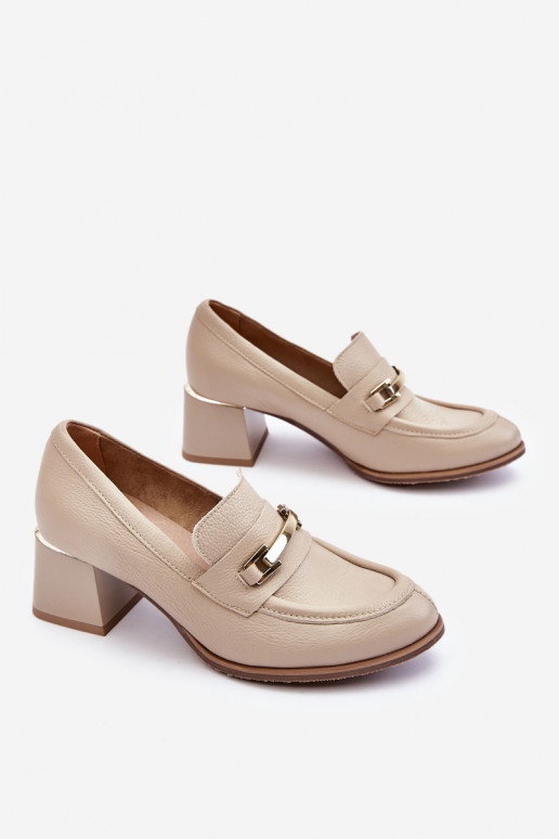 Comfortable Leather Pumps Beige Damira