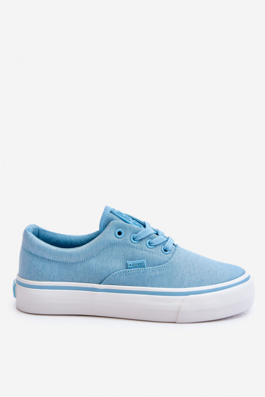 Fabric Sneakers On The Platform Big Star LL274146 Light blue