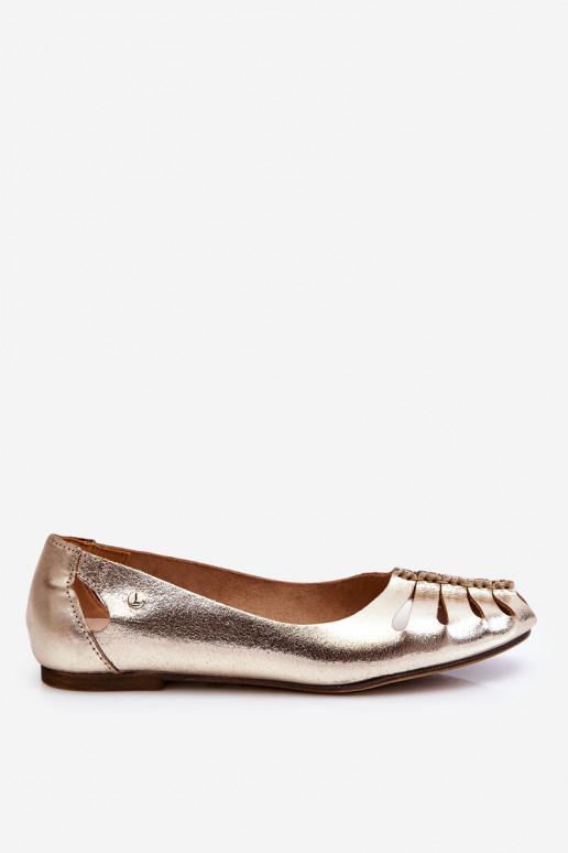 Comfortable Leather Women's Ballerinas Golden Luka