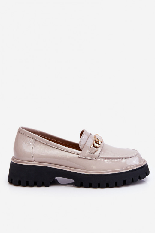 Patent Leather Platform Loafers Light Gray Ronin