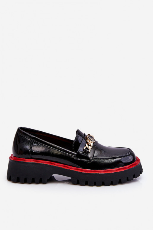 Patent Leather Platform Loafers Black Ronin