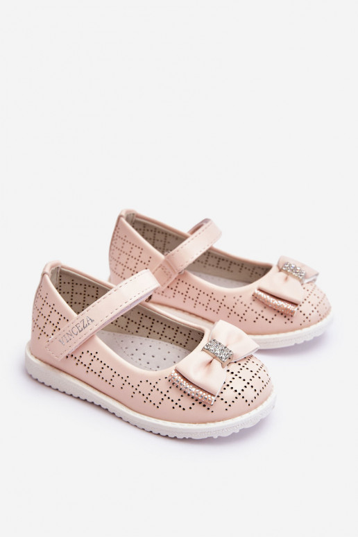 Children's Ballerinas With Velcro Bow Pink Halle