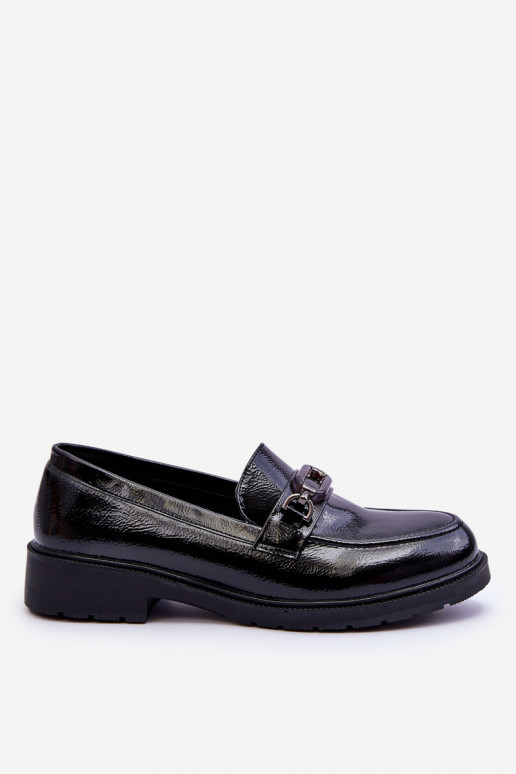 Lacquered Moccasins Loafers With Decoration Black Maura