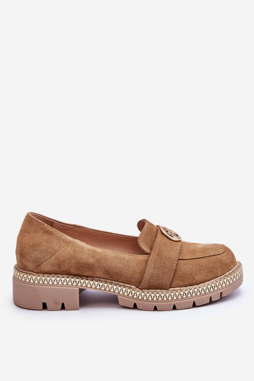 Elegant Suede Loafers Dark Beige Laverne