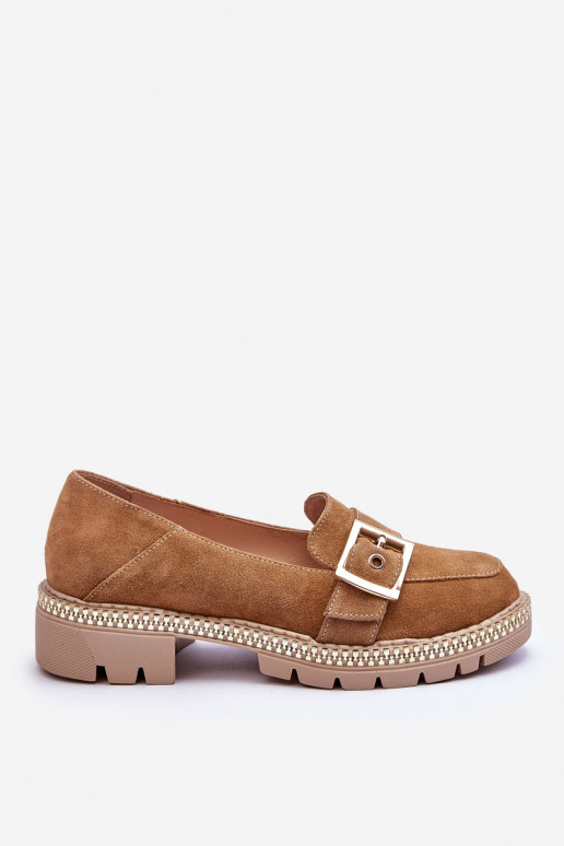 Fashionable Suede Loafers Dark Beige Eloisa