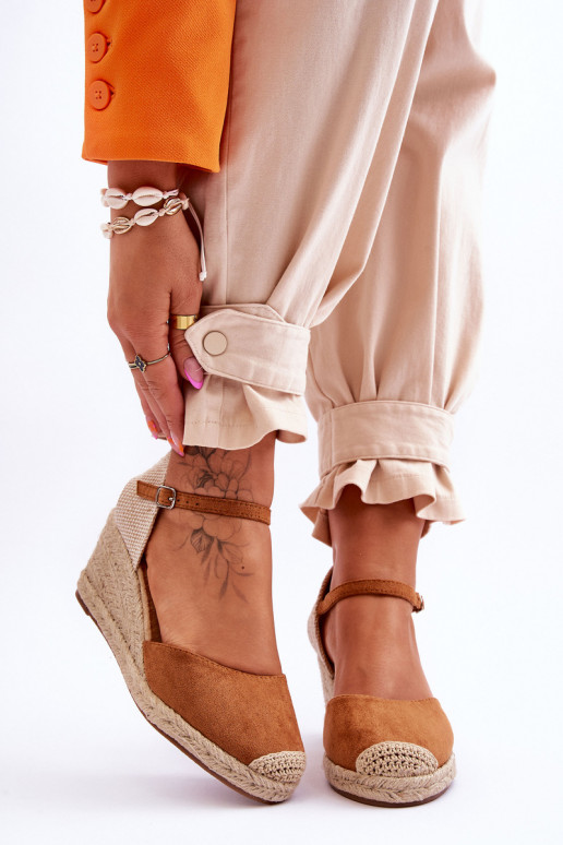 Suede Espadrilles Wedge Sandals camel Cammer