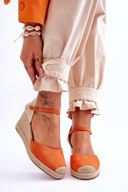 Suede Espadrilles Wedge Sandals Orange Cammer