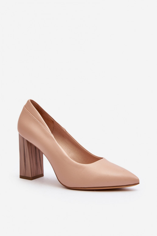 Elegant Pumps On A Decorative Heel Sergio Leone PB217 Nude