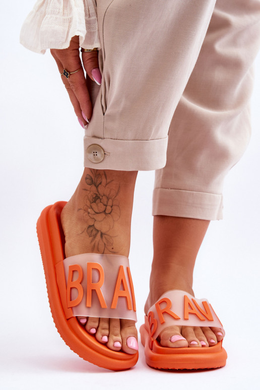 Women's Platform Slippers Orange Brave