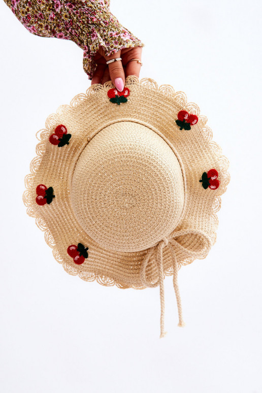 Children's Hat With Cherries Beige