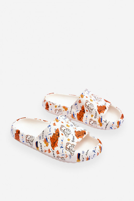 Women's Foam Slippers With Teddies And Letters Beige-orange Zoey