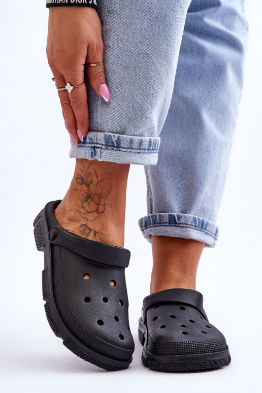 Women's Rubber Crocs Black Rabios