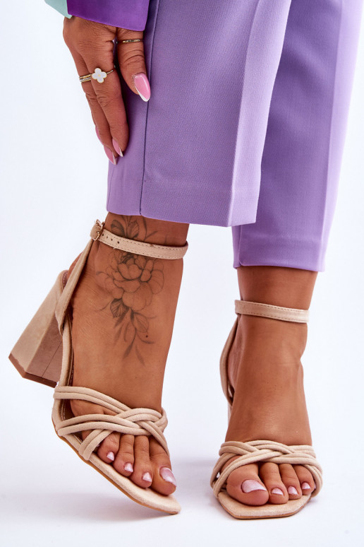 Classic Suede Heel Sandals Beige Bernett