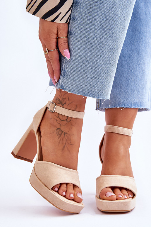 Suede Classic Platform Sandals Beige Classy