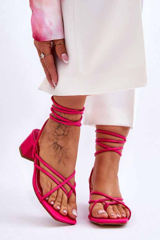 Tied Sandals With High Heels Pink Secret Love