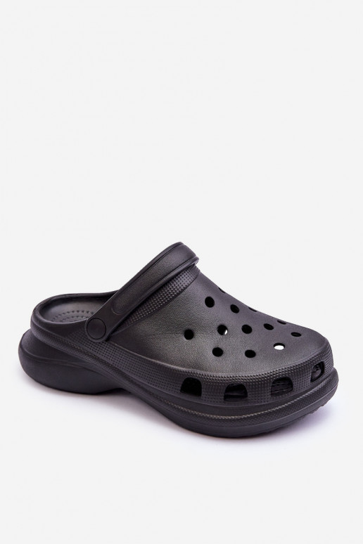 Foam Crocs Sandals On A Chunky Sole Black Katniss