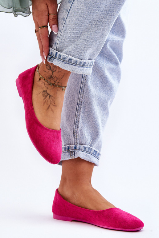 Women's Suede Ballerina Flats Fuchsia Lasota