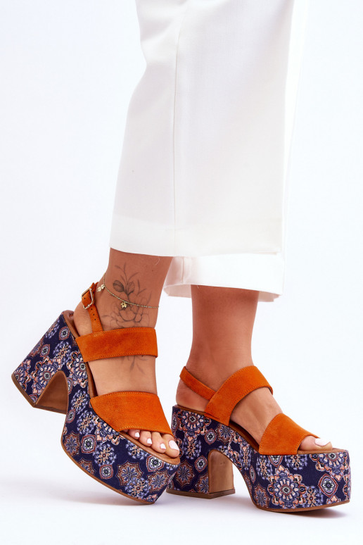 Leather Heels Sandals Maciejka 06089-18 Orange