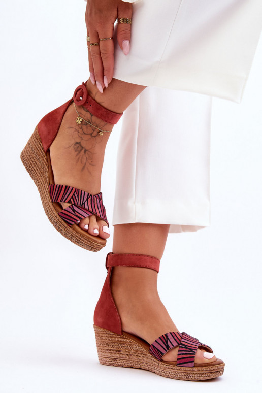 Suede Wedge Sandals Maciejka 04565-44 Red