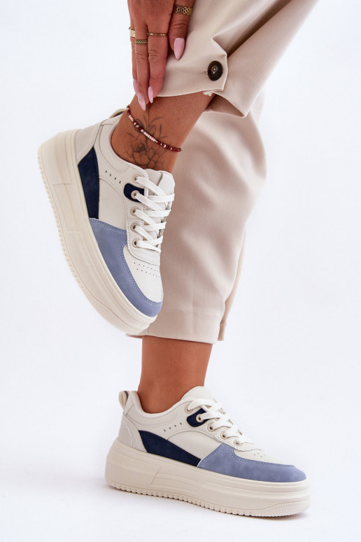 Women's Sport Shoes On Massive Platform White-Blue Gemma